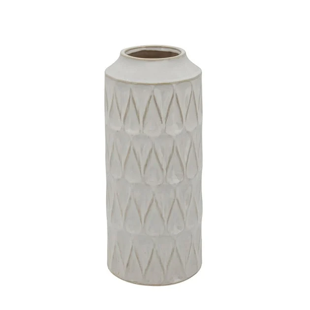 16" Teardrop Ceramic Vase - White