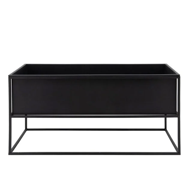 29" x 12" Metal Rectangular Planter - Black