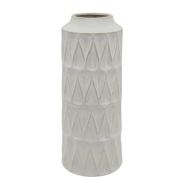 22" Teardrop Ceramic Vase - White