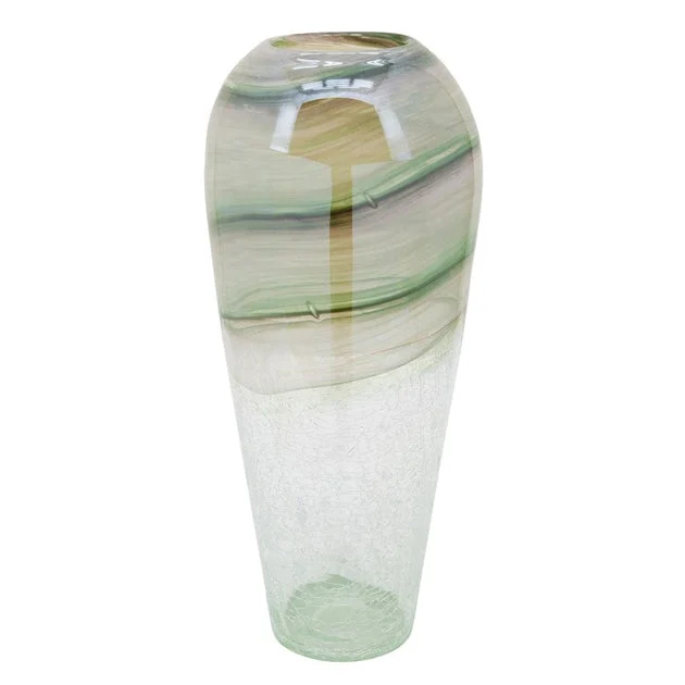 17" Crackled Glass Vase - Clear