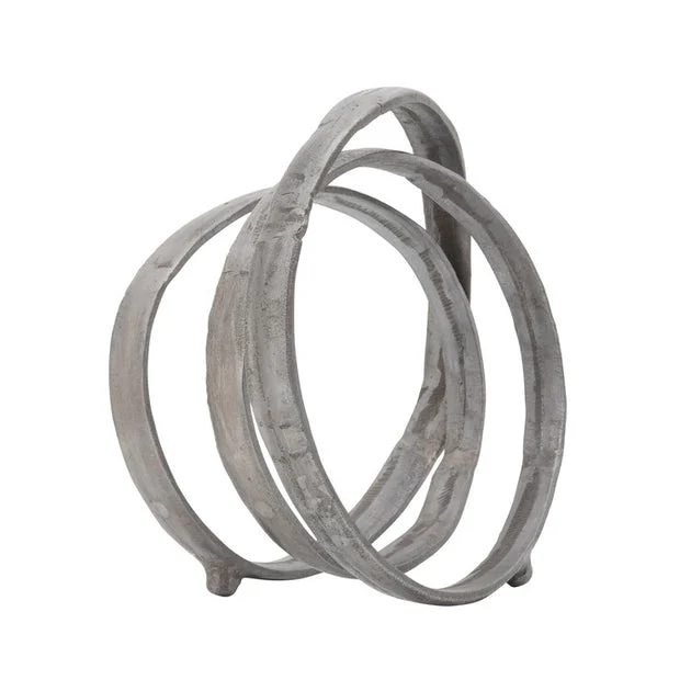 12" Metal Ring Sculpture - Gunmetal