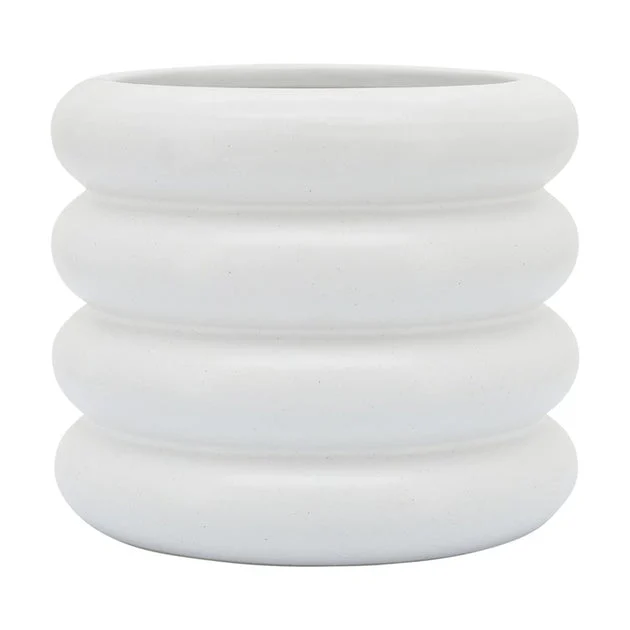 7" Bidendum Ceramic Planter - White