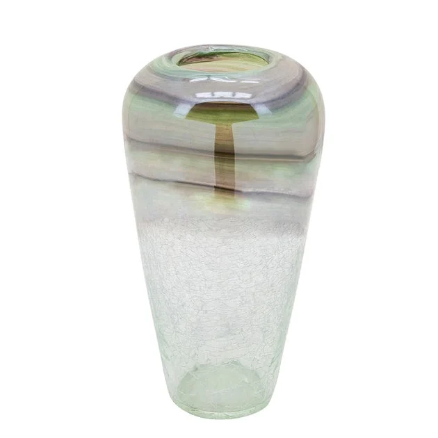 12" Crackled Glass Vase - Clear