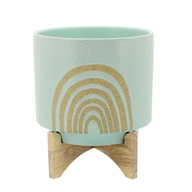 12" Arch Ceramic Planter with Stand - Mint