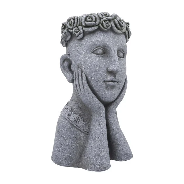 12" x 18" Magnesia Daydreaming Lady Planter - Gray