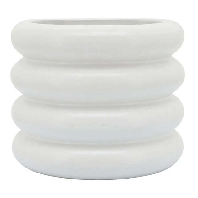 9" Bidendum Ceramic Planter - White