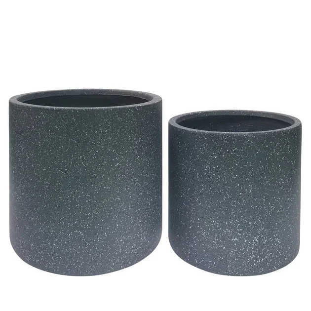 13"/16" Round Nested Polyresin Planters Set of 2 - Gray
