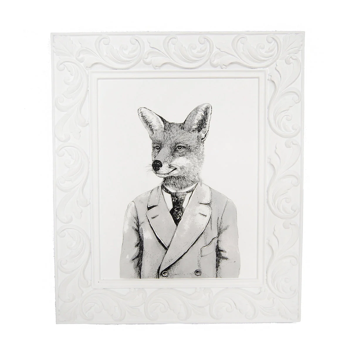 Sagebrook Home Gentleman Fox Framed Art, Black/White