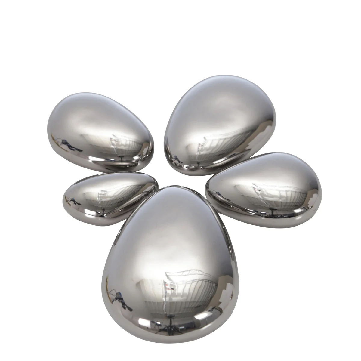 Sagebrook Home Set of 5 Ceramic Stones, Silver