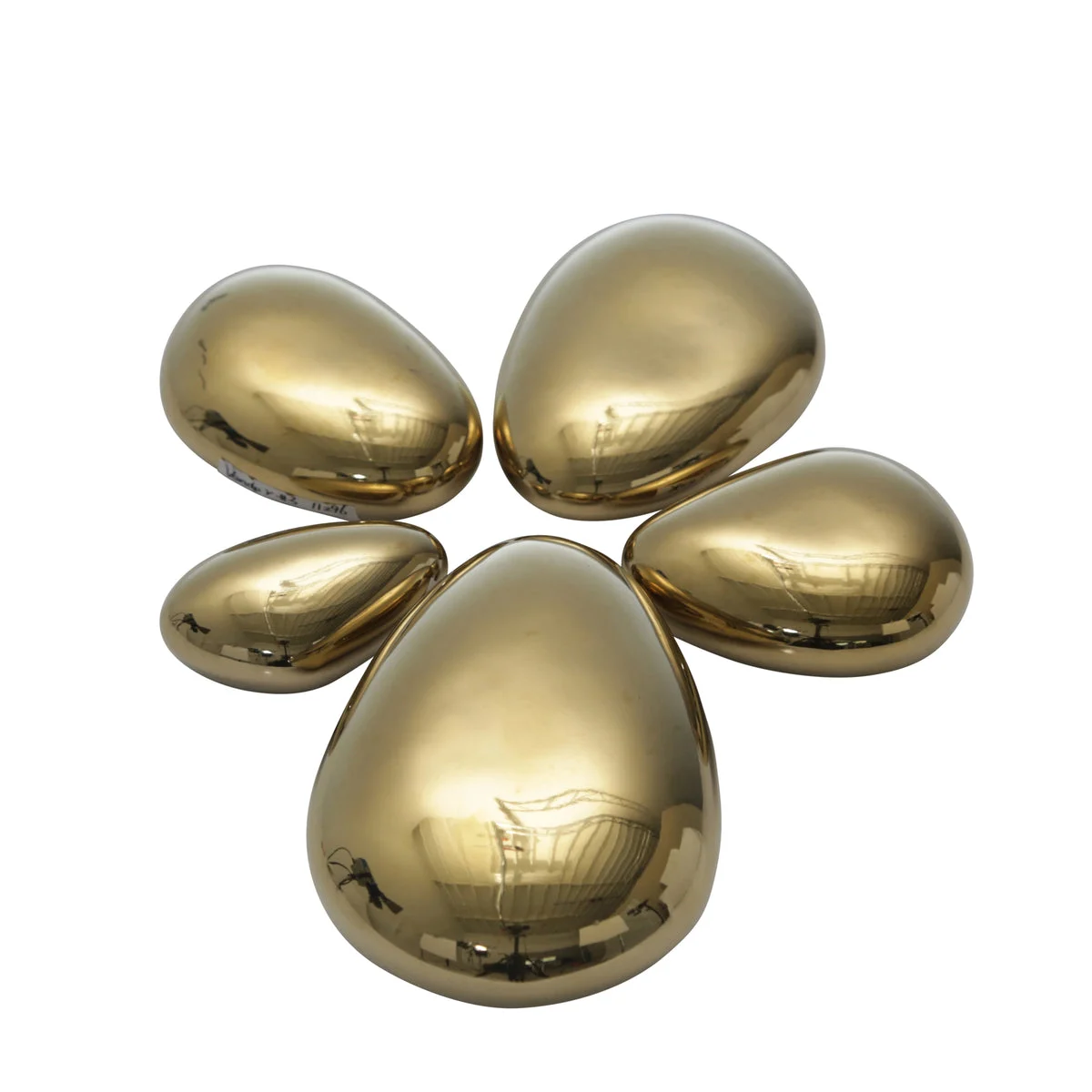 Sagebrook Home Set of 5 Ceramic Stones, Gold