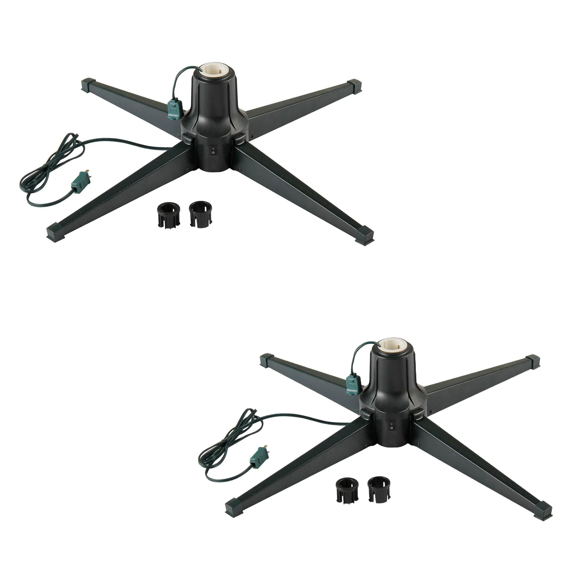 Home Heritage Metal Rotating & Powered Christmas Tree Stand w/ Adaptors (2 Pack)