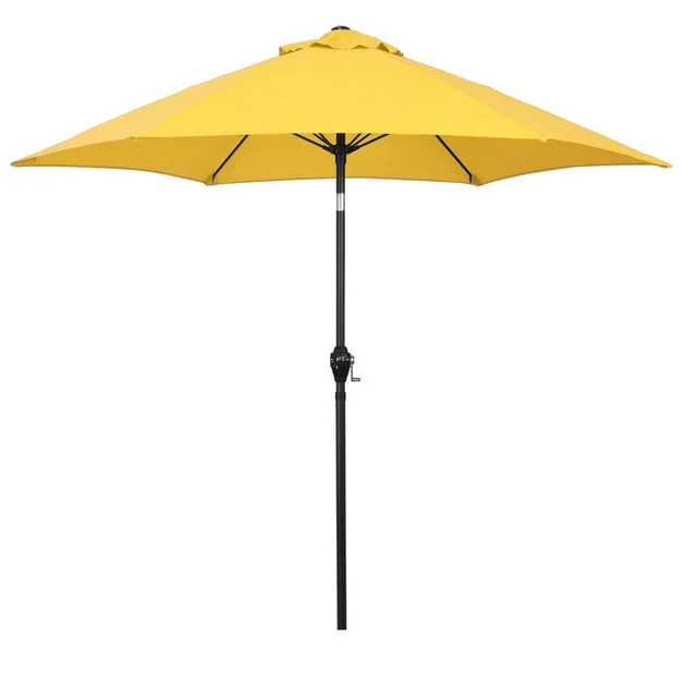 9' Aluminum Market Patio Umbrella with Fiberglass Ribs, Crank Lift, and Push-Button Tilt - Yellow