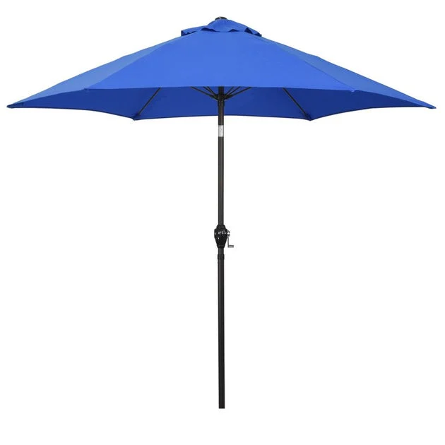 9' Aluminum Market Patio Umbrella with Fiberglass Ribs, Crank Lift, and Push-Button Tilt - Pacific Blue