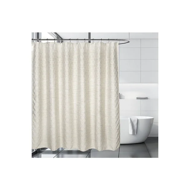 Everest Taupe Jacquard Shower Curtain/Eva Shower Curtain Liner/Annex Chrome Shower Hooks Set