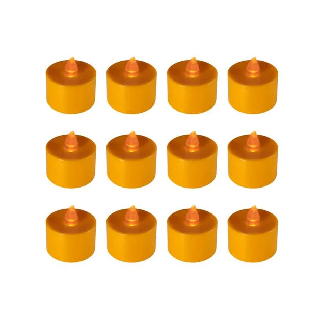 Battery-Operated LED Tealight Candles Set of 12 - Orange