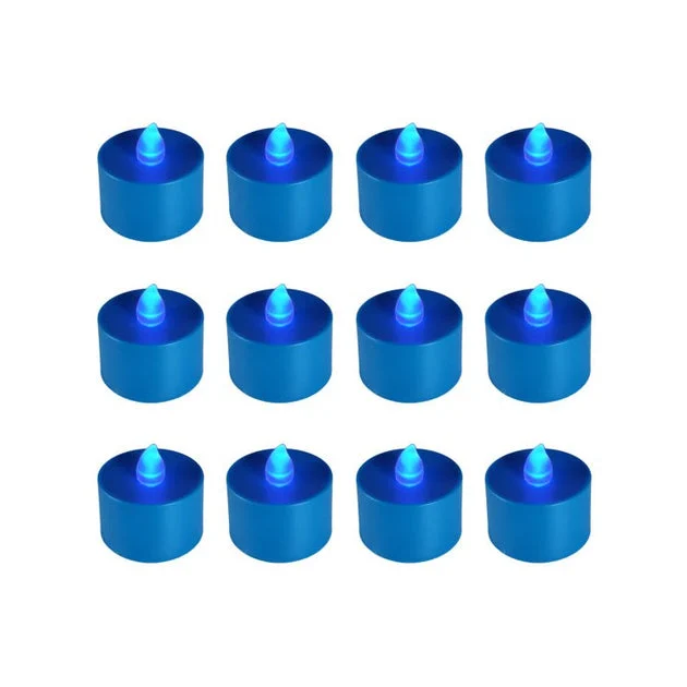 Battery-Operated LED Tealight Candles Set of 12 - Blue
