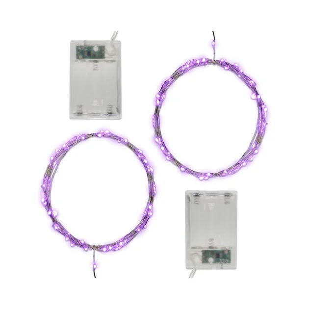Battery-Operated LED Fairy String Lights with Timer Set of 2 - Purple