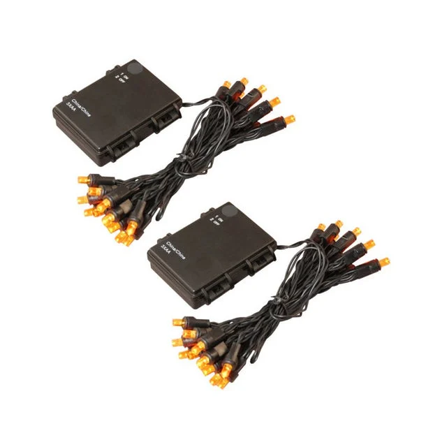 Battery-Operated LED Mini String Lights with Timer Set of 2 - Orange
