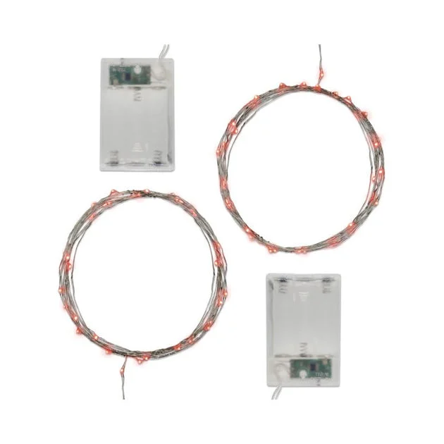 Battery-Operated LED Fairy String Lights with Timer Set of 2 - Red