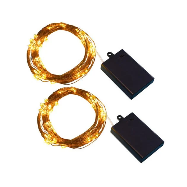 Battery-Operated LED Multi-Strand Fairy String Lights Set of 2 - Copper