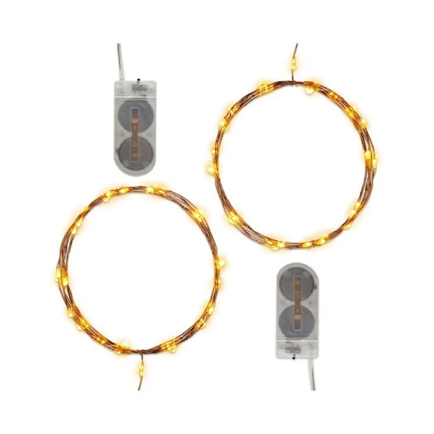 Battery-Operated LED Fairy String Lights Set of 2 - Copper
