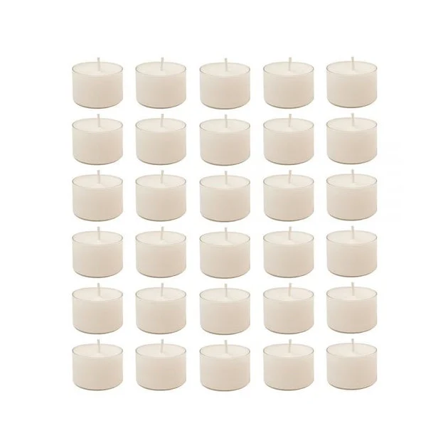 Unscented Tealight Candles in Clear Holders Set of 30