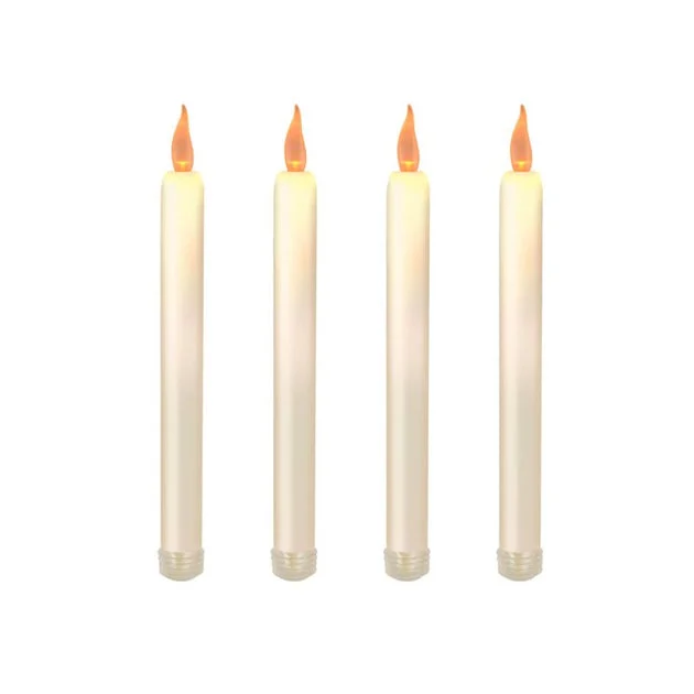 Battery-Operated LED Taper Candles Set of 4 - Soft White