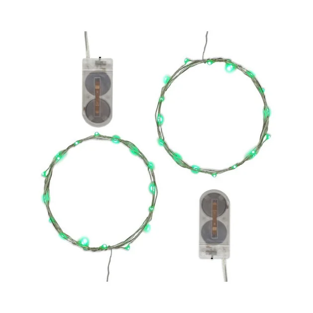 Battery-Operated LED Fairy String Lights Set of 2 - Green