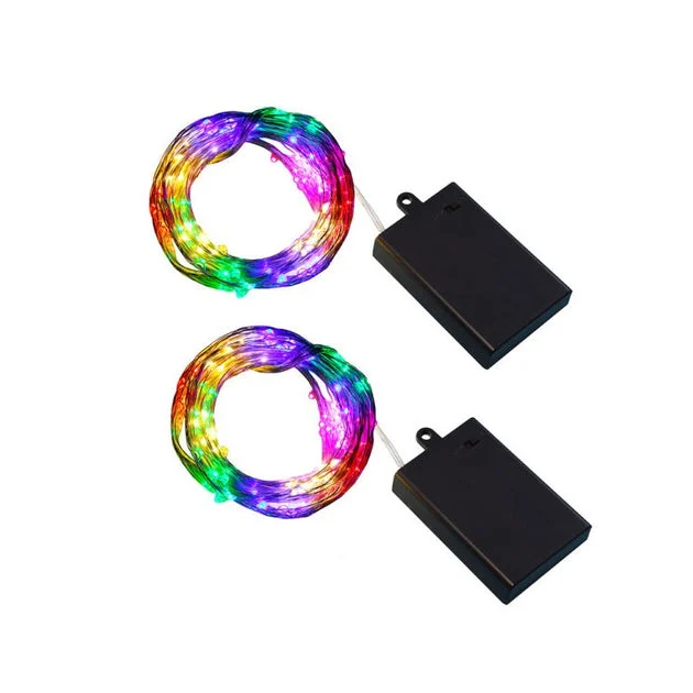 Battery-Operated LED Multi-Strand Fairy String Lights Set of 2 - Multi-Color