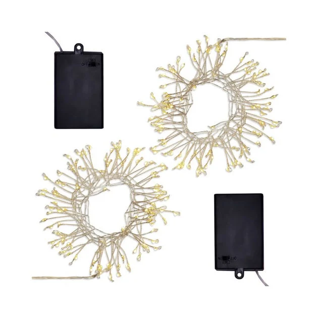 Battery-Operated LED Firecracker Fairy String Lights Set of 2 - White