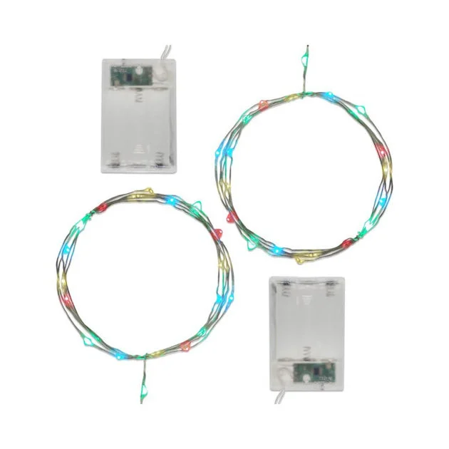 Battery-Operated LED Fairy String Lights with Timer Set of 2 - Multi-Color