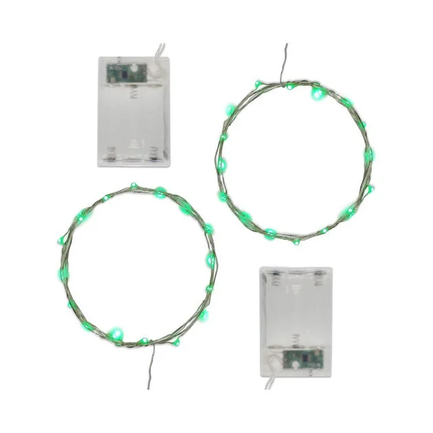 Battery-Operated LED Fairy String Lights with Timer Set of 2 - Green