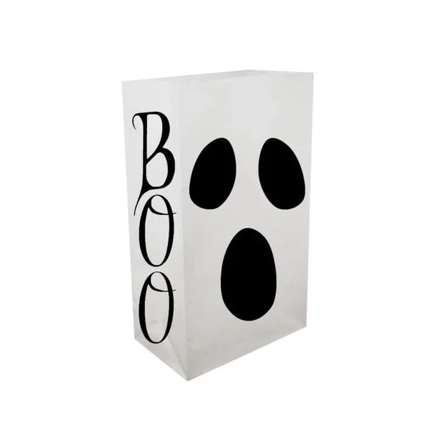 Halloween Ghost Plastic Luminaria Bags Set of 12