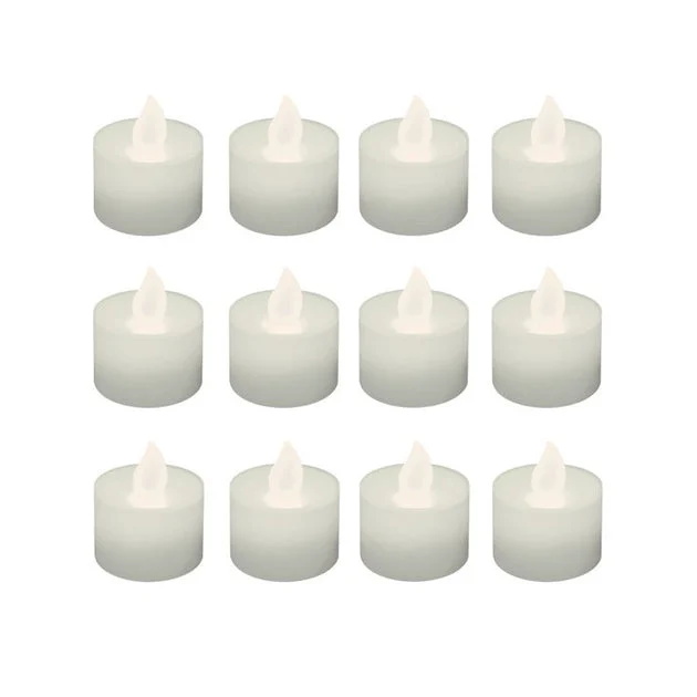 Battery-Operated LED Tealight Candles Set of 12 - Soft White