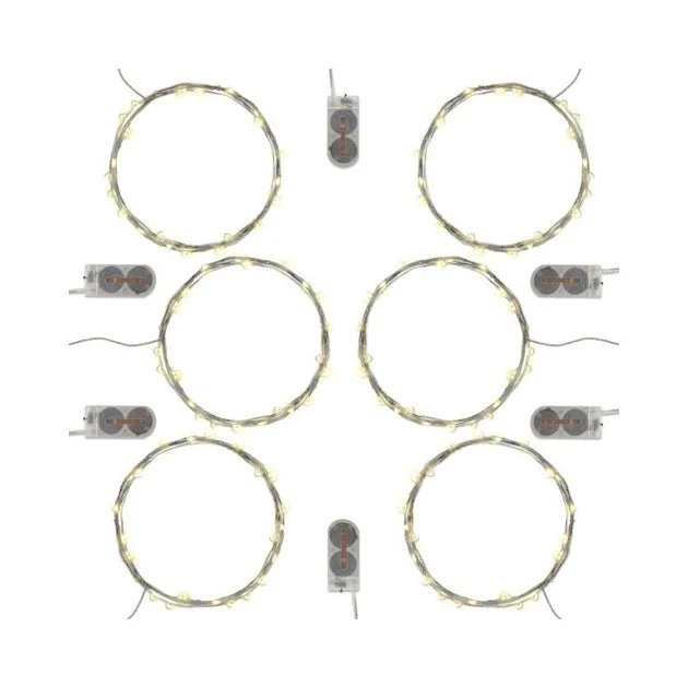 Battery-Operated Multi-Function LED Fairy String Lights Set of 6 - Soft White