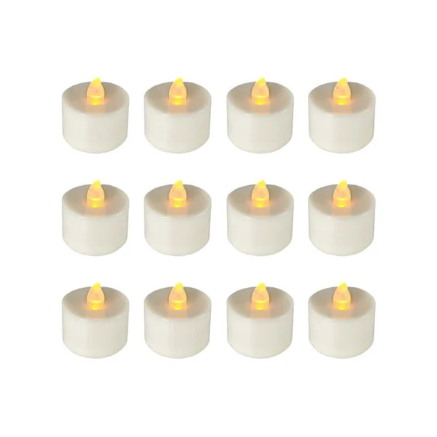 Battery-Operated Tealight Candles Set of 12 - Amber