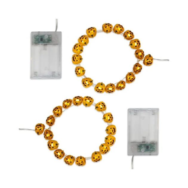 Jack-O'-Lantern Battery-Operated LED Fairy String Lights with Timer Set of 2