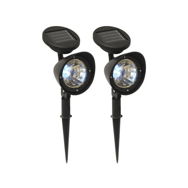 Solar-Powered Black Spotlights Set of 2