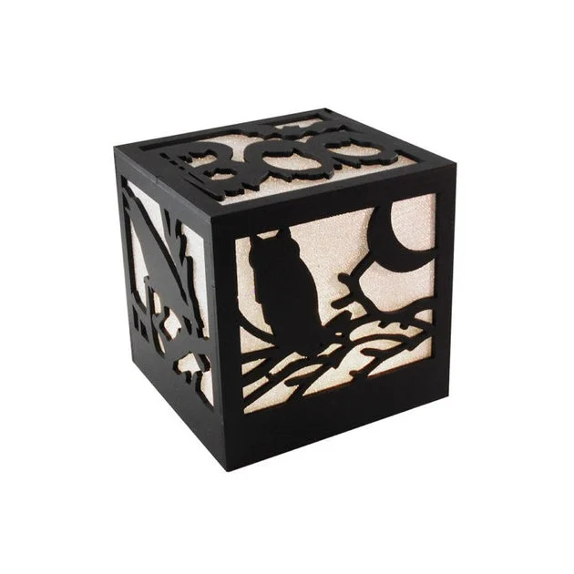 Battery-Operated LED Lighted Orange Halloween Box