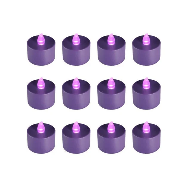 Battery-Operated LED Tealight Candles Set of 12 - Purple