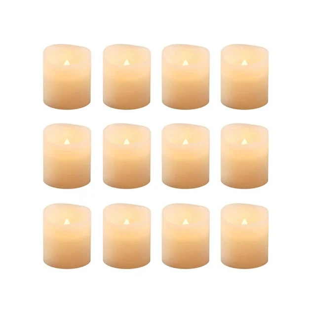 Battery-Operated LED Votive Candles Set of 12 - Amber
