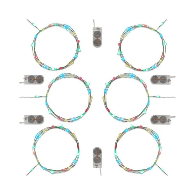 Battery-Operated Multi-Function LED Fairy String Lights Set of 6 - Multi-Color