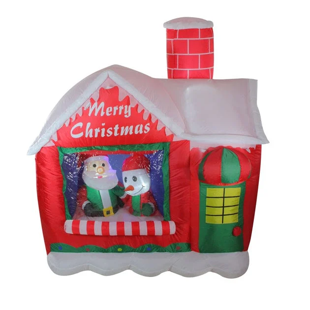 66" Pre-Lit Red and White Inflatable Santa's Workshop Outdoor Christmas Yard Decor