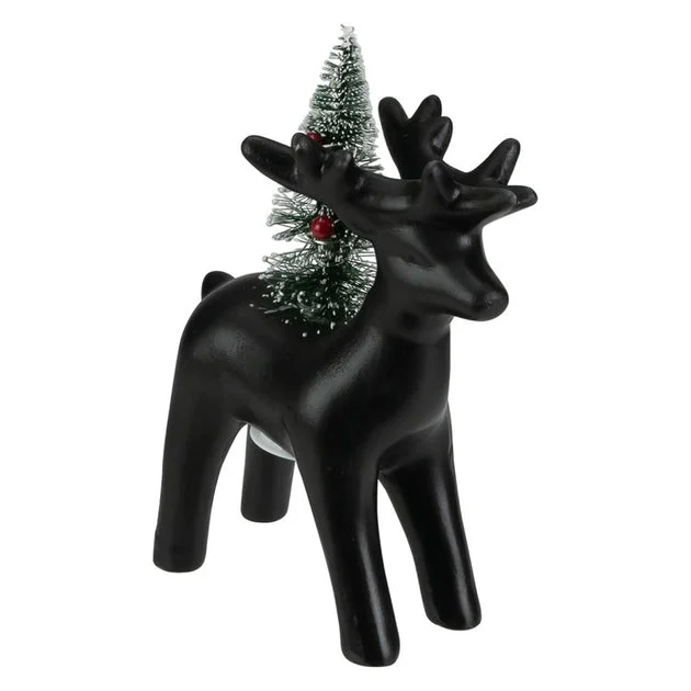 7.5" LED Lighted Ceramic Standing Reindeer with Christmas Tree