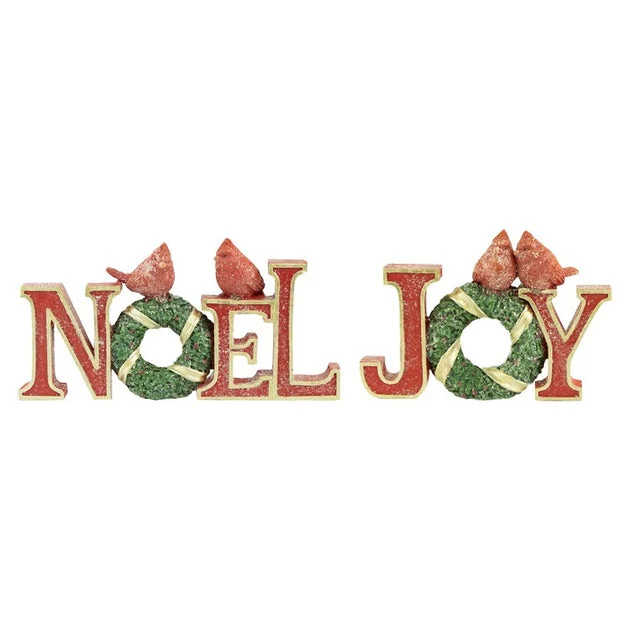 10" Cardinals on Wreaths "Joy" and "Noel" Christmas Display Signs