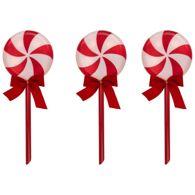 4.5' Peppermint Lollipops Christmas Pathway Markers Set of 3