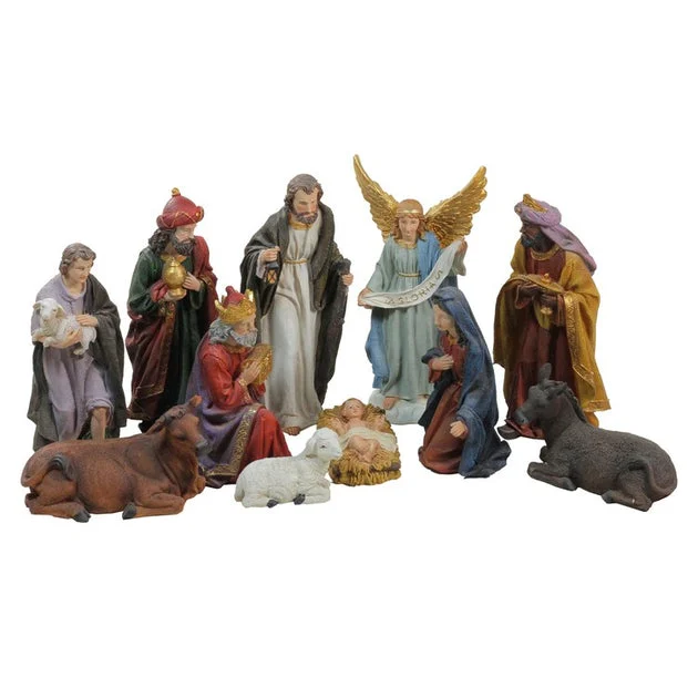 12.25" 11-Piece Christmas Nativity Figurine Set