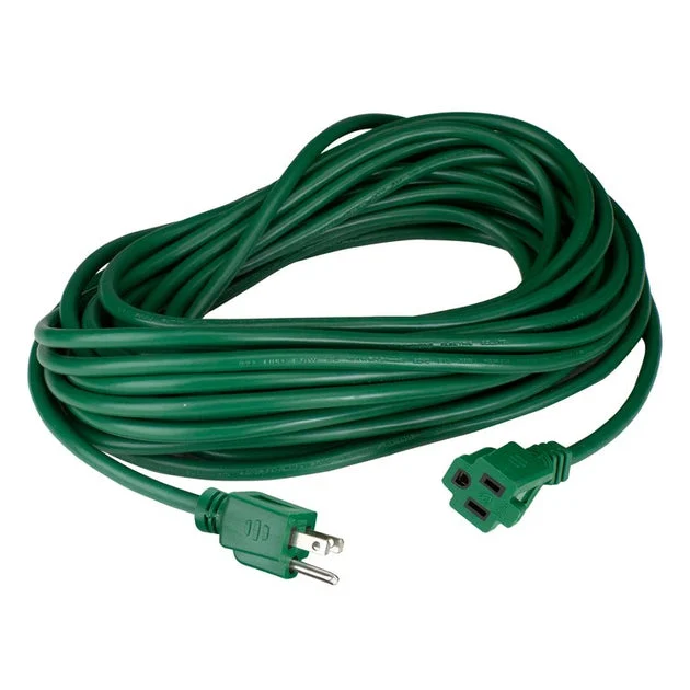 100' Three-Prong Outdoor Extension Power Cord - Green