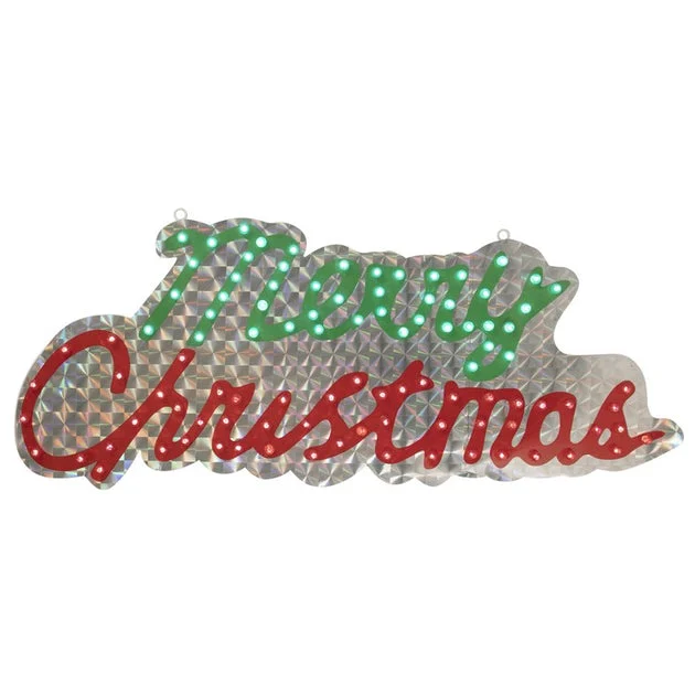 42" LED Lighted Holographic Merry Christmas Sign Outdoor Decoration