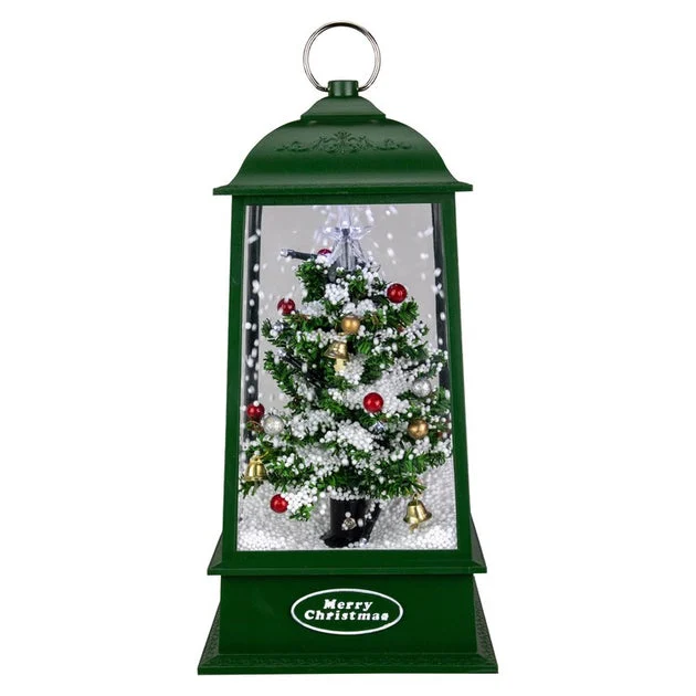 13.5" LED Lighted Snowing and Musical Decorated Christmas Tree Lantern